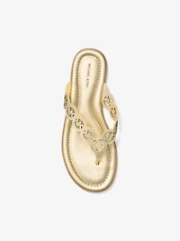 Janie Perforated Logo Metallic Leather Sandal