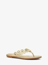 Janie Perforated Logo Metallic Leather Sandal
