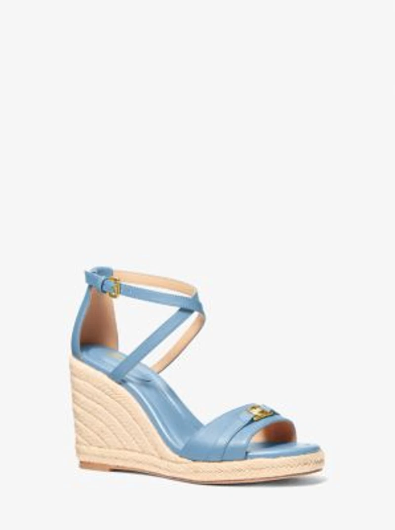 Mandy Saffiano Leather Wedge Sandal