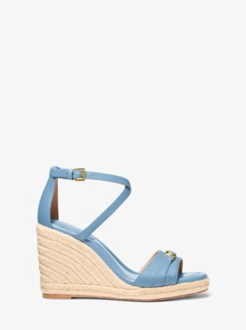 Mandy Saffiano Leather Wedge Sandal