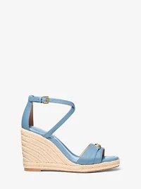 Mandy Saffiano Leather Wedge Sandal