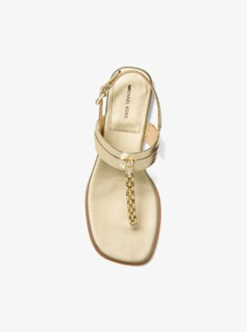 Marcia Embellished Metallic Leather Sandal
