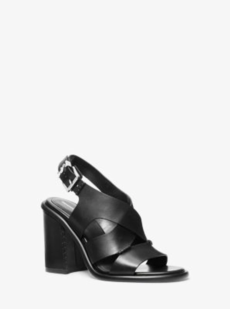 Raven Leather Block Heel Sandal