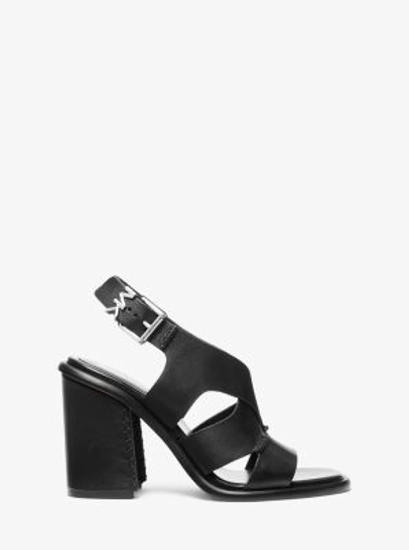 Raven Leather Block Heel Sandal