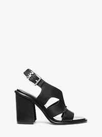 Raven Leather Block Heel Sandal