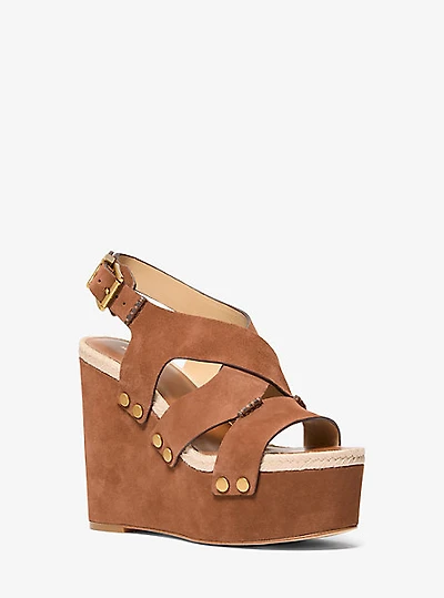 Raven Studded Suede Wedge Sandal