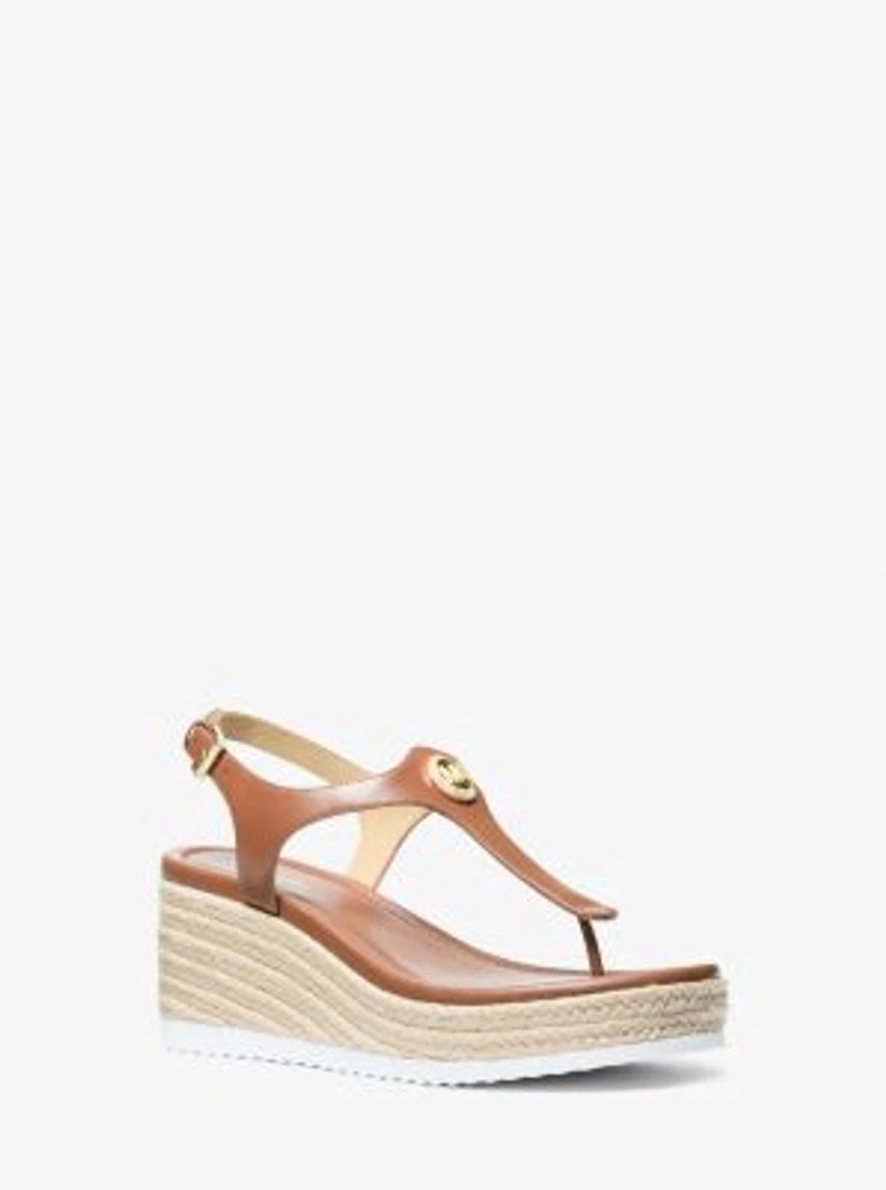 Val Leather Thong Wedge Sandal