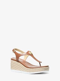 Val Leather Thong Wedge Sandal