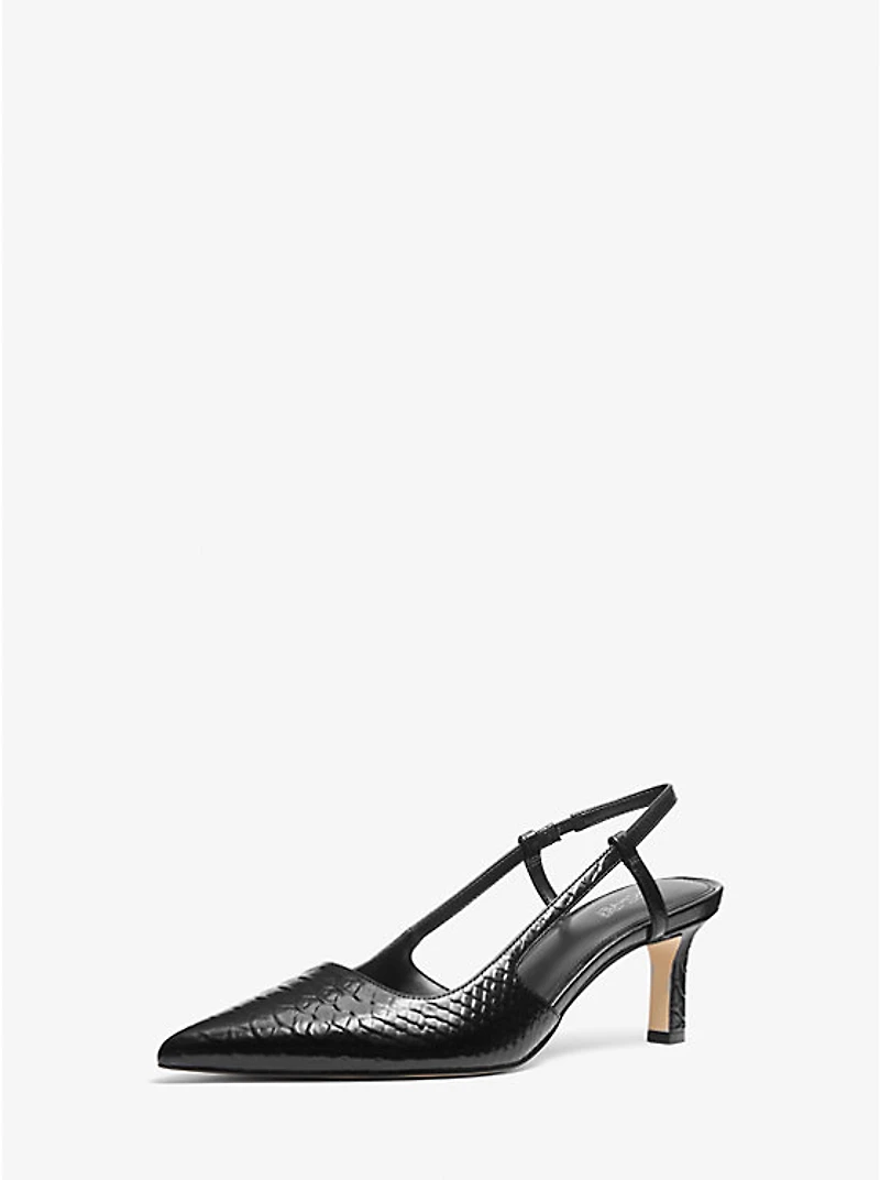Alora Snake Embossed Leather Slingback Pump