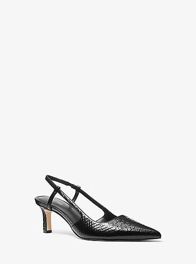 Alora Snake Embossed Leather Slingback Pump
