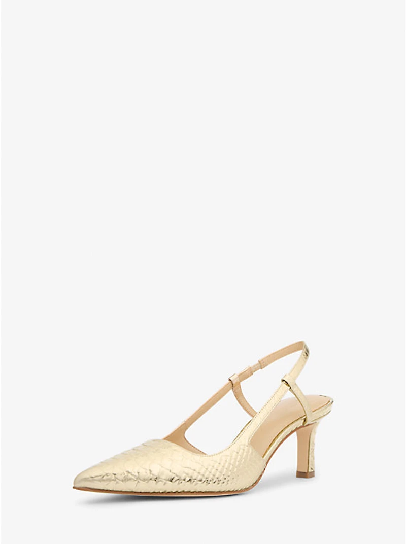 Alora Metallic Snake Embossed Leather Slingback Pump