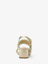 Audrina Metallic Woven Block Heel Sandal