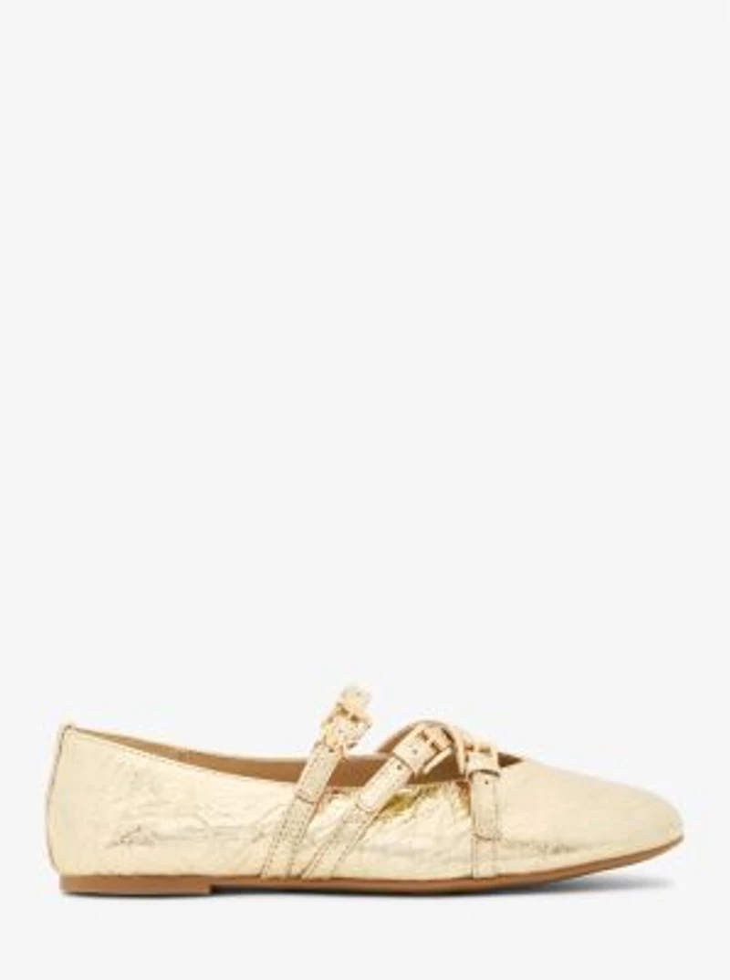 Indy Flex Crackled Metallic Leather Ballet Flat