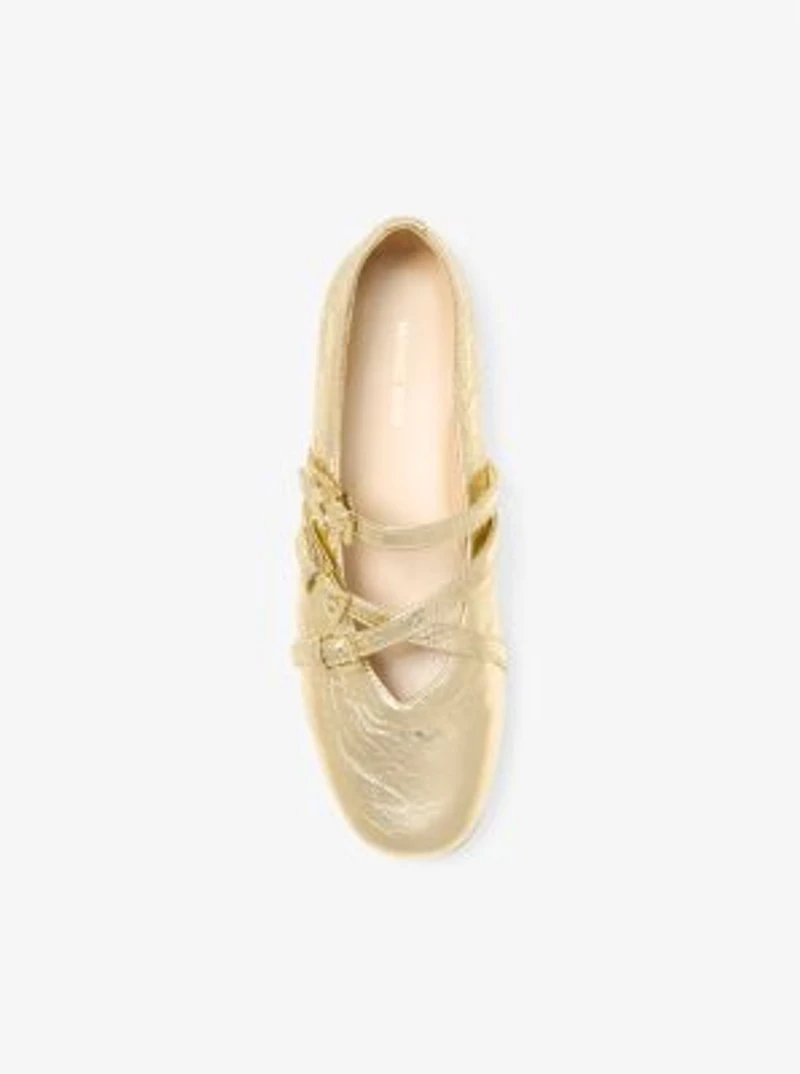 Indy Flex Crackled Metallic Leather Ballet Flat