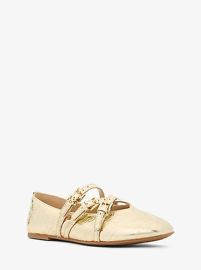 Indy Flex Crackled Metallic Leather Ballet Flat