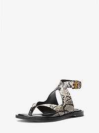 Irene Snake Embossed Leather Wrap Sandal