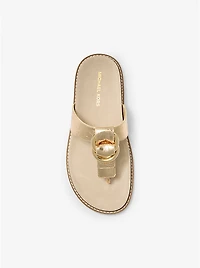 Jaden Crackled Metallic Leather Thong Sandal