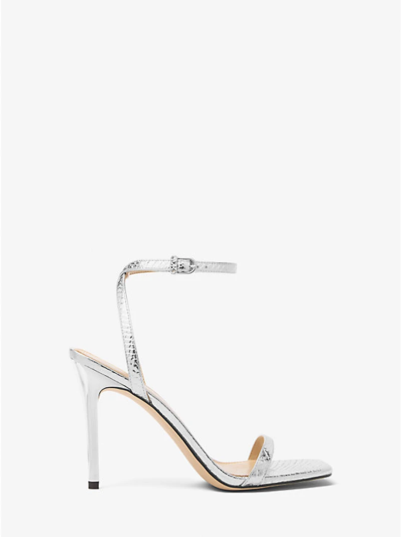 Liana Metallic Snake Embossed Leather Sandal