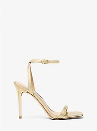 Liana Metallic Snake Embossed Leather Sandal