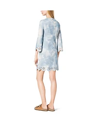 Tie-Dye Scalloped Suede Shift Dress