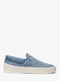 Eddie Signature Logo Print Denim Slip-On Sneaker