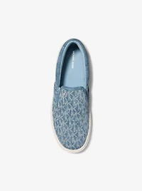 Eddie Signature Logo Print Denim Slip-On Sneaker