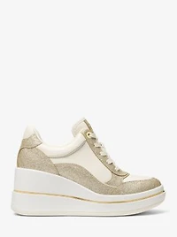 Emmy Glitter Embellished Leather Wedge Trainer