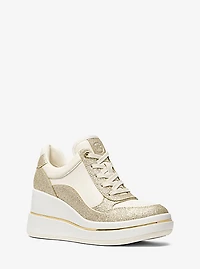 Emmy Glitter Embellished Leather Wedge Trainer