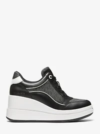 Emmy Signature Logo and Leather Wedge Trainer