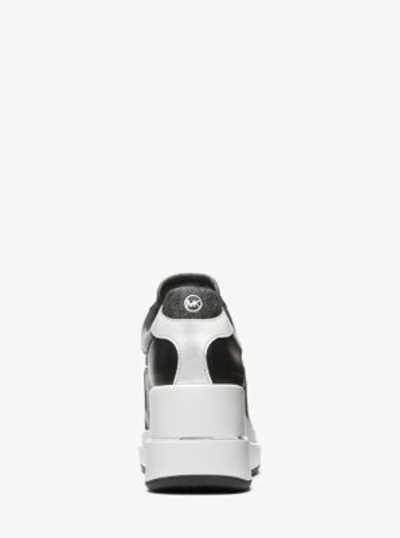 Emmy Signature Logo and Leather Wedge Trainer
