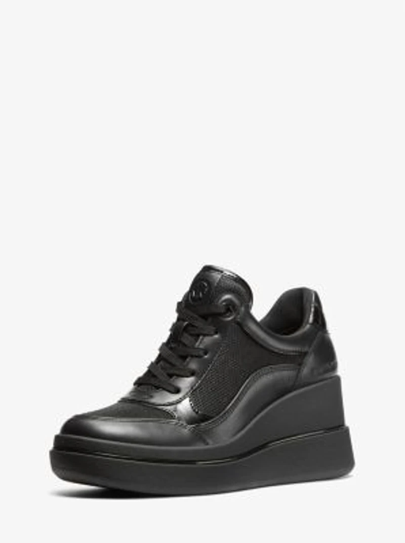 Emmy Leather and Mesh Wedge Trainer