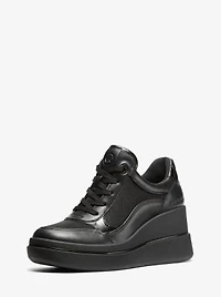 Emmy Leather and Mesh Wedge Trainer