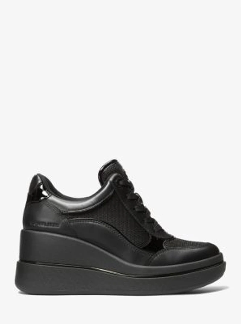 Emmy Leather and Mesh Wedge Trainer
