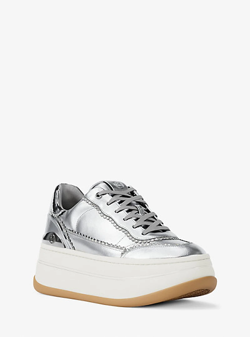 Hayes Embellished Metallic Leather Platform Sneaker