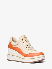 Emmy Leather and Canvas Wedge Trainer