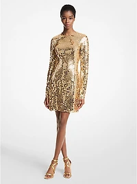 Hand-Embroidered Mirror Stretch Tulle Dress