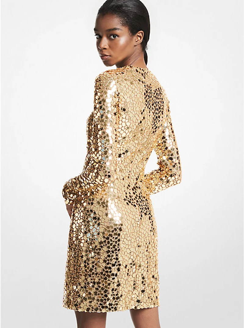 Hand-Embroidered Mirror Stretch Tulle Dress