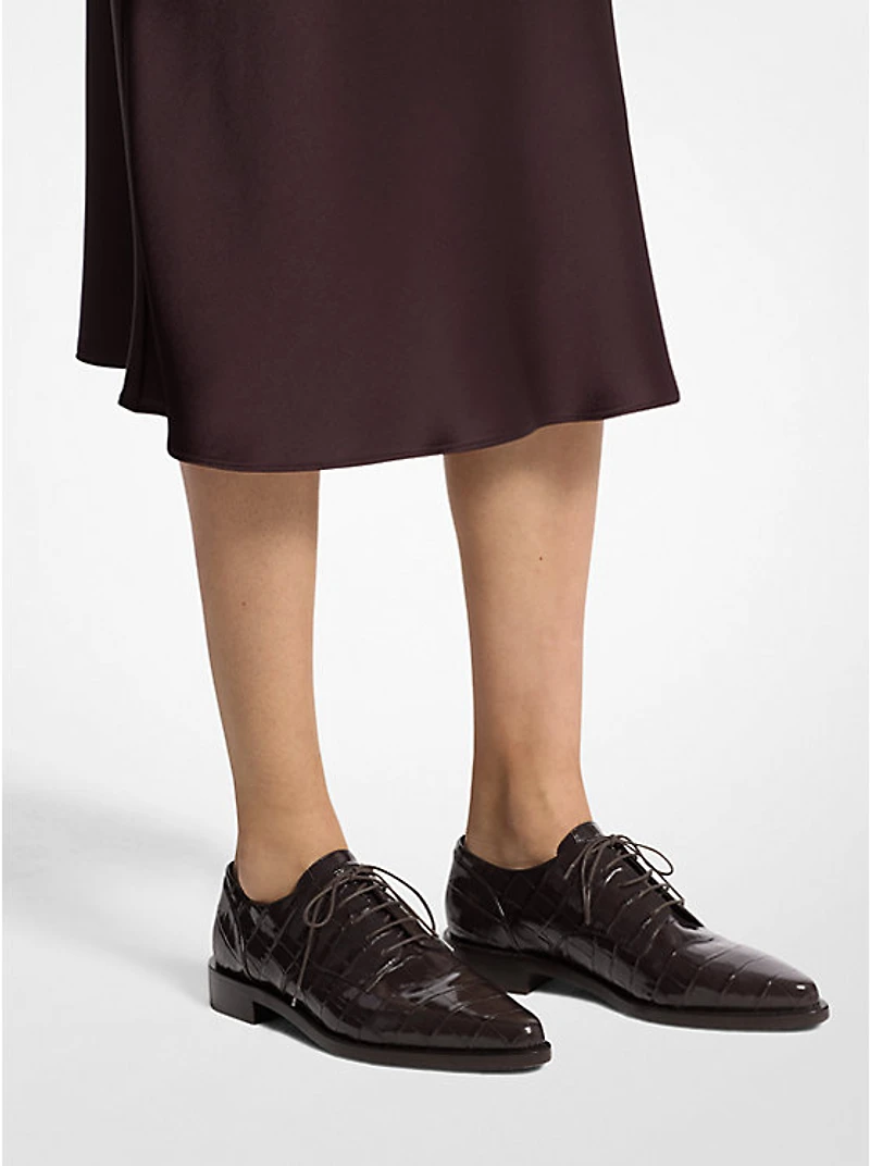 Annette Crocodile Embossed Patent Leather Oxford