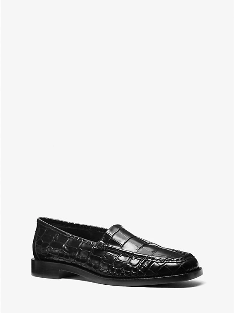 Carolyn Crocodile Embossed Leather Loafer