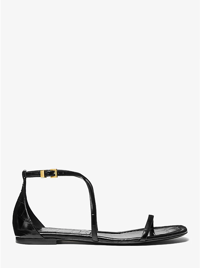 Polly Crocodile Embossed Leather Sandal