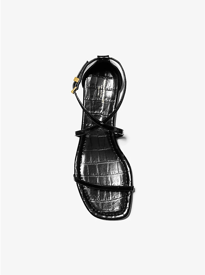 Polly Crocodile Embossed Leather Sandal