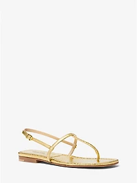 Ali Metallic Python Embossed Leather Sandal