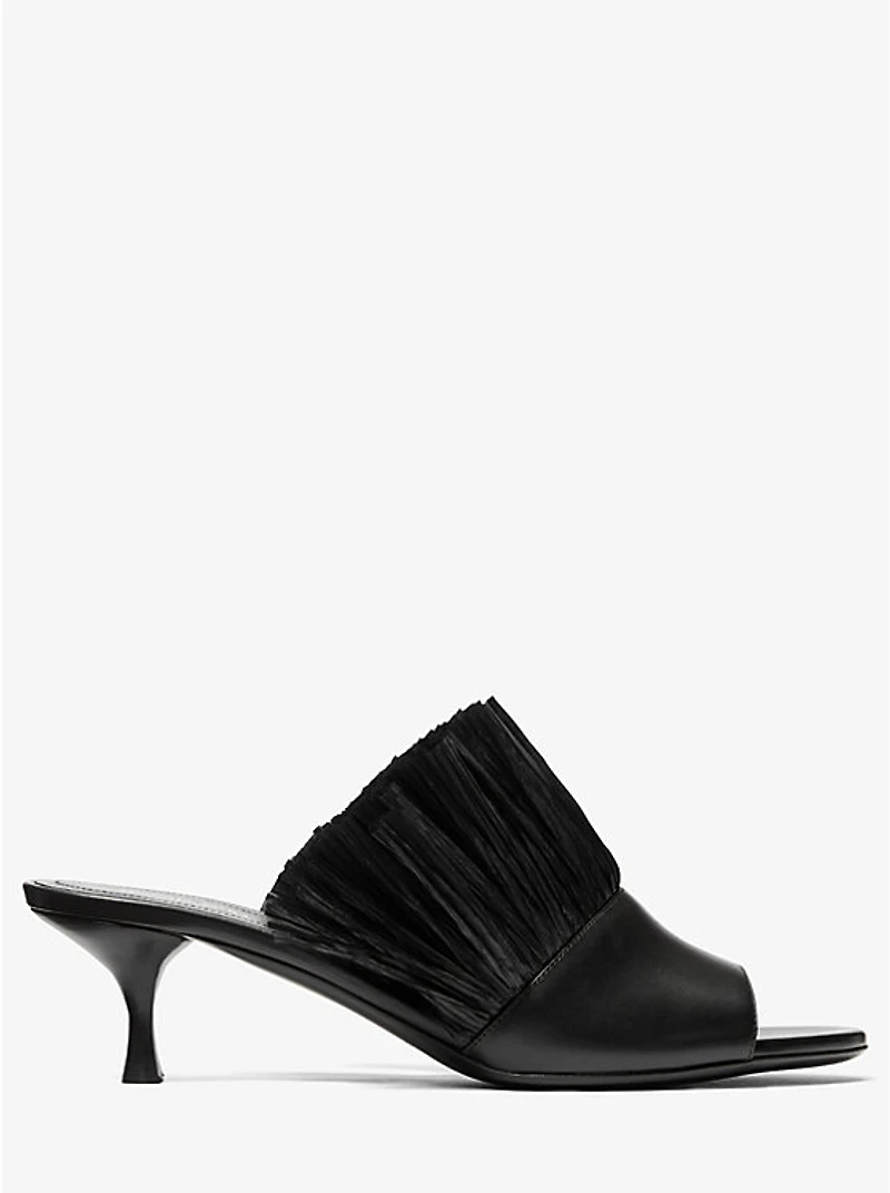 Catarina Leather and Fringe Mule