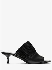 Catarina Leather and Fringe Mule