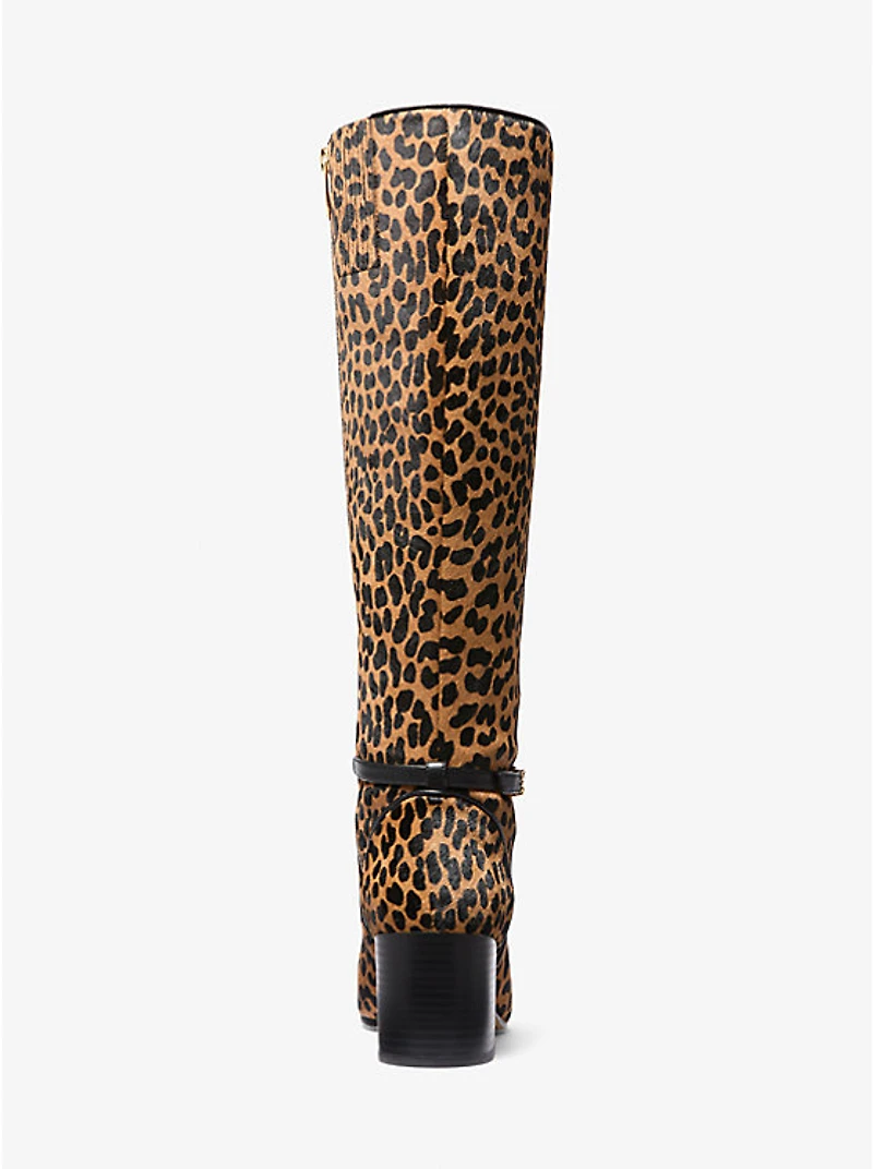 Ella Leopard Print Calf Hair Block Heel Boot