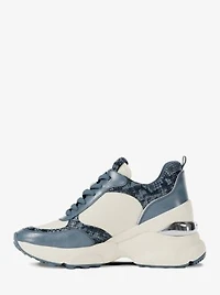 Katrina Mixed-Media Wedge Trainer