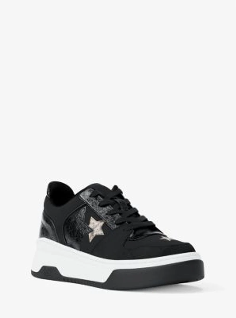 Lexi Embellished Mixed-Media Sneaker