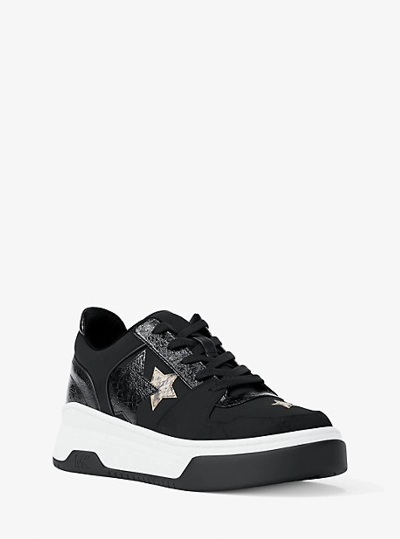 Lexi Embellished Mixed-Media Sneaker