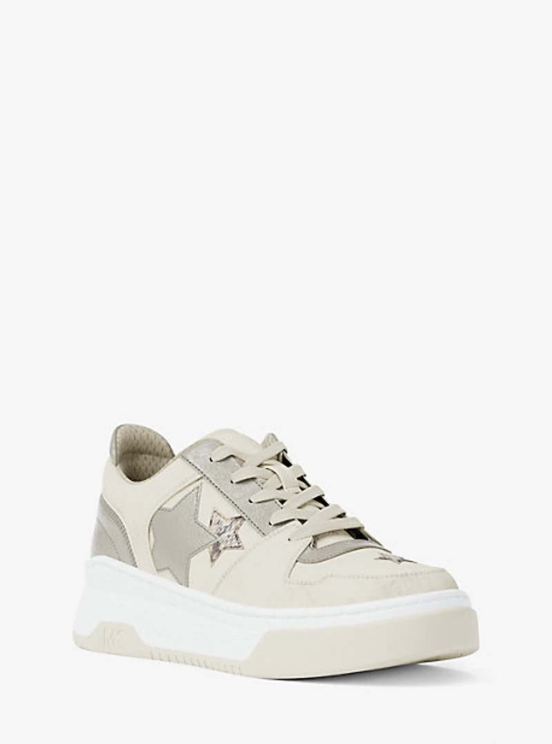 Lexi Embellished Mixed-Media Sneaker
