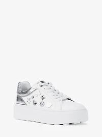 Romey Embellished Mixed-Media Platform Sneaker